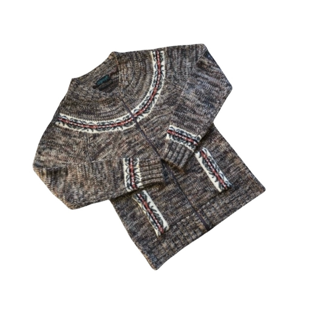 🐴Vintage Fair Isle Marled Zipper Cardigan, Size Small - Picture 2 of 9